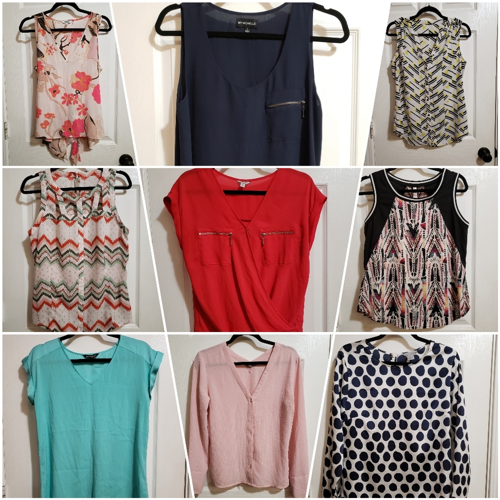(9 Piece Bundle) Express, Guess, H&M & More Womens Blouses Size M